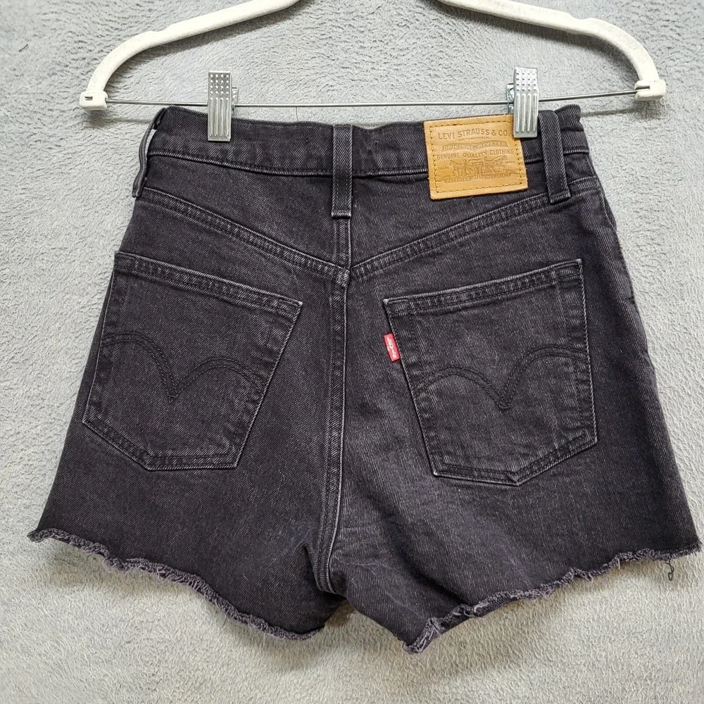 Levi's 501 Womens‎ Shorts 24 Black Big E Ribcage Cut Off High Rise Button Fly
